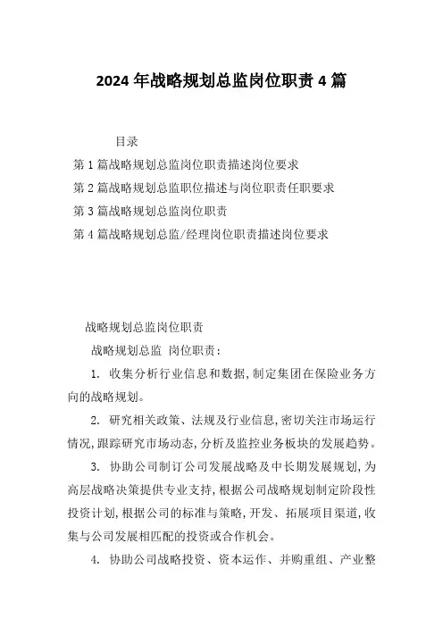 2024年战略规划总监岗位职责4篇