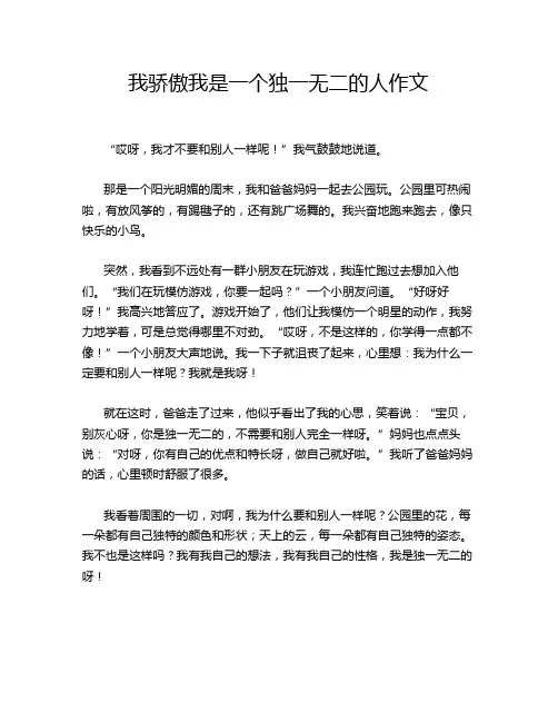 我骄傲我是一个独一无二的人作文