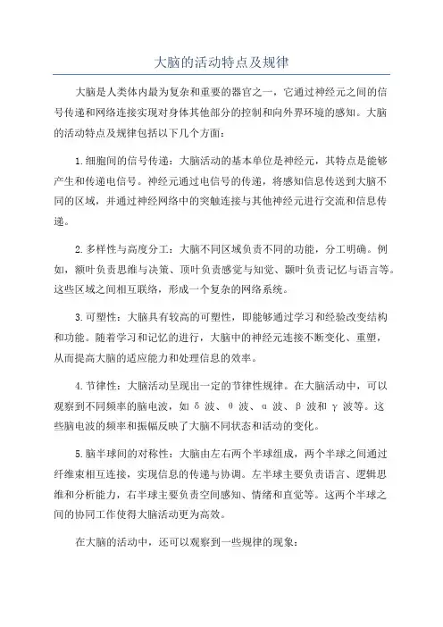 大脑的活动特点及规律