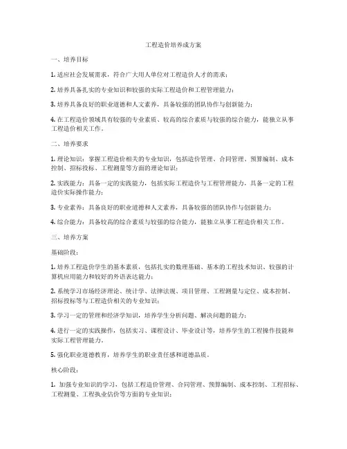 工程造价培养成方案