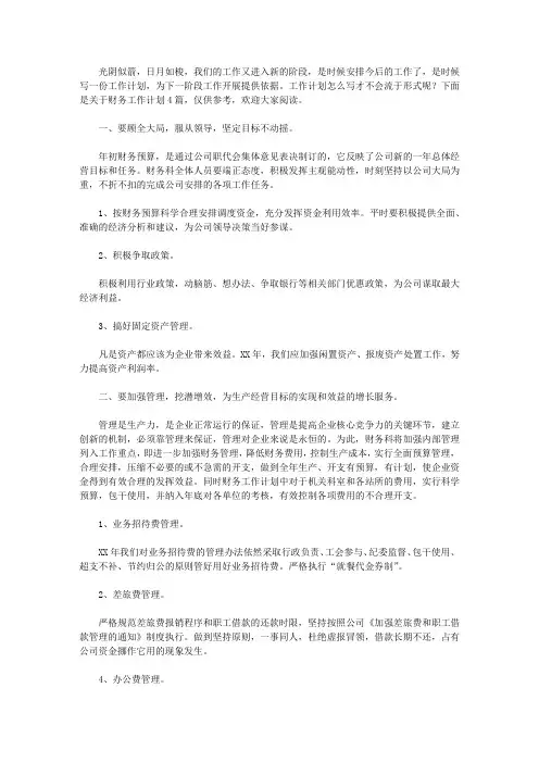 2020关于财务工作计划4篇