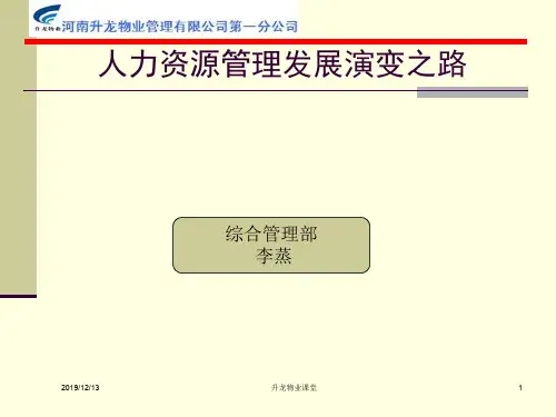 人力资源管理演变发展之路 PPT课件