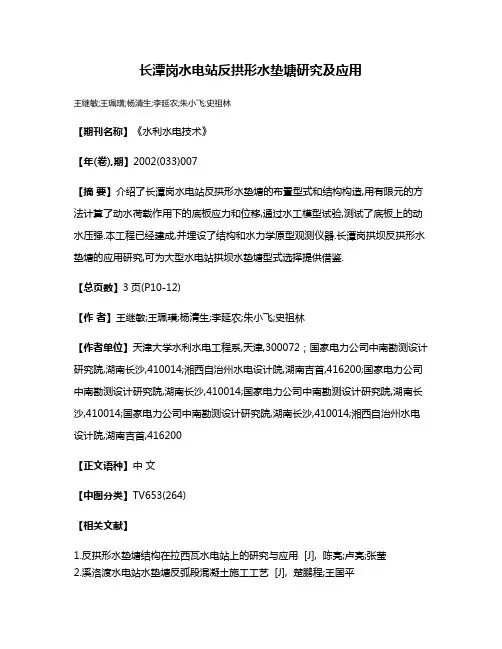 长潭岗水电站反拱形水垫塘研究及应用