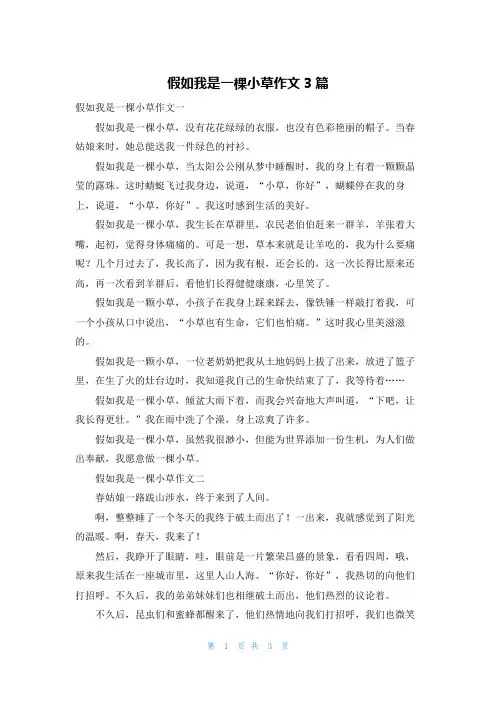 假如我是一棵小草作文3篇