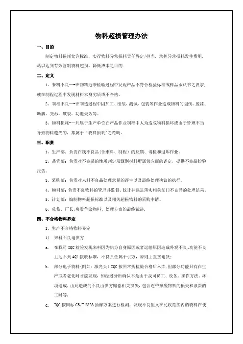 生产物料损耗管理方法(1)-范本模板