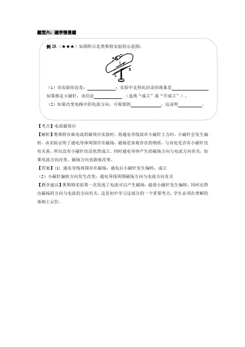 2023年上海市九年级物理中考知识点复习经典例题讲解专题5  情景图片之6  磁