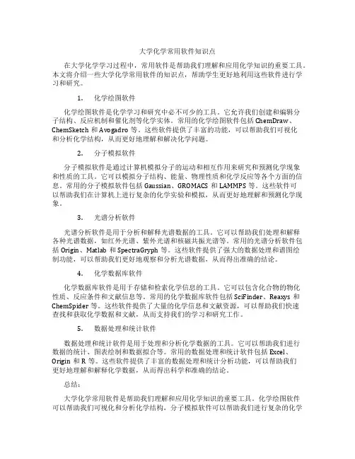 大学化学常用软件知识点