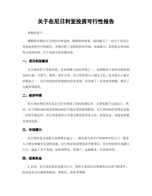 关于在尼日利亚投资可行性报告