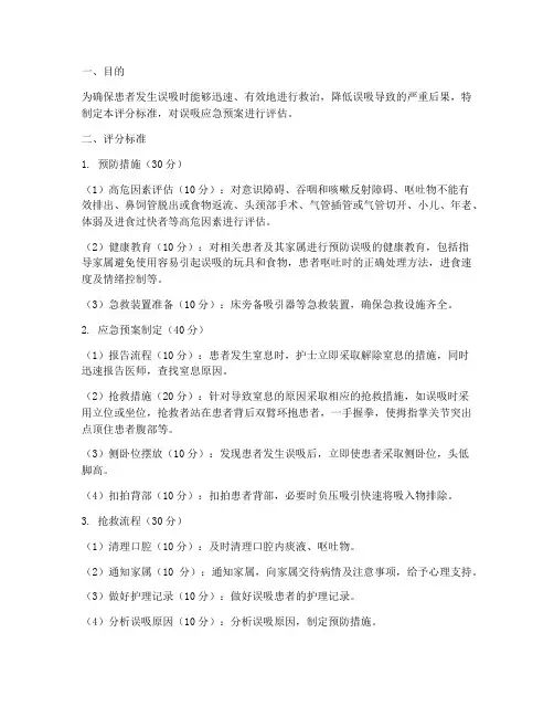 误吸应急预案评分标准