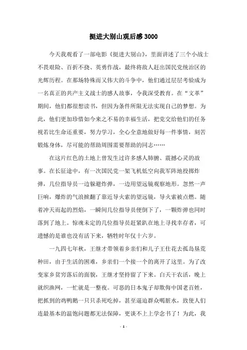挺进大别山观后感3000