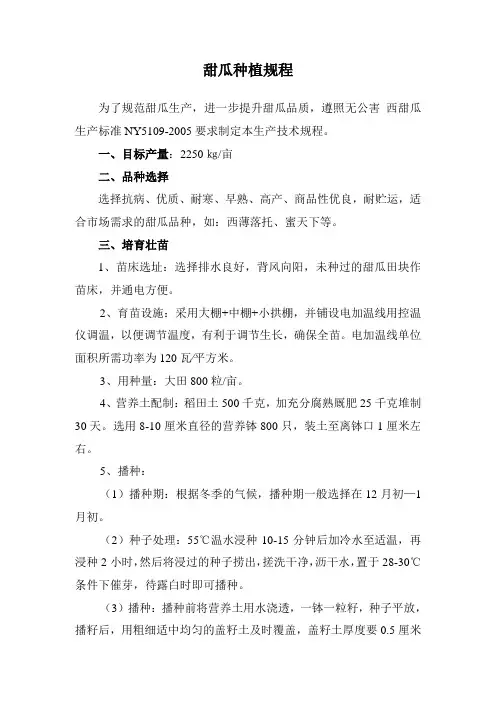 甜瓜种植规程