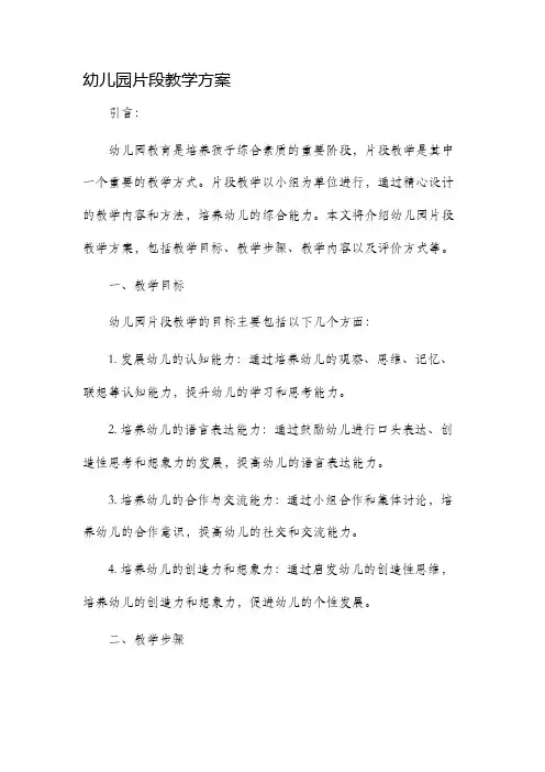 幼儿园片段教学方案