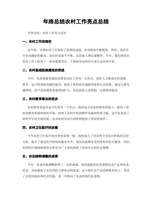 年终总结农村工作亮点总结