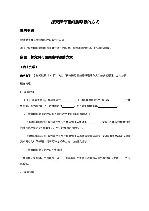 探究酵母菌细胞呼吸的方式
