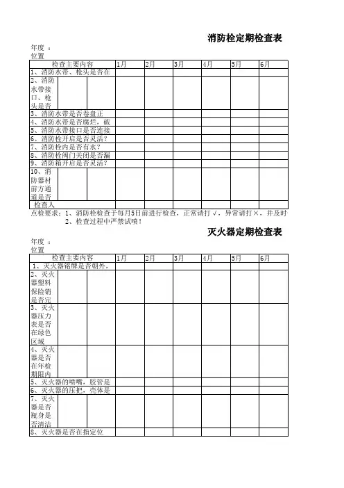 消防器材定期检查表