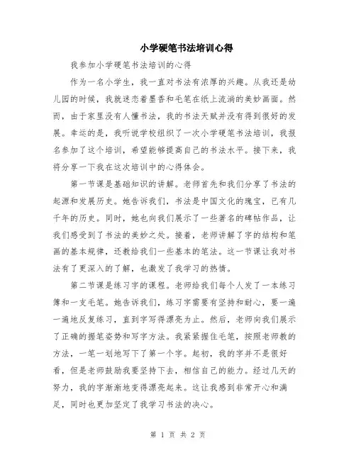 小学硬笔书法培训心得