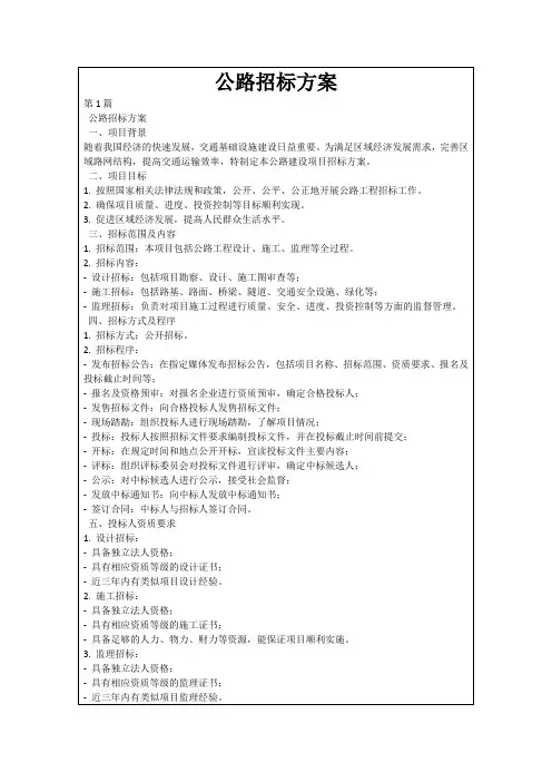 公路招标方案