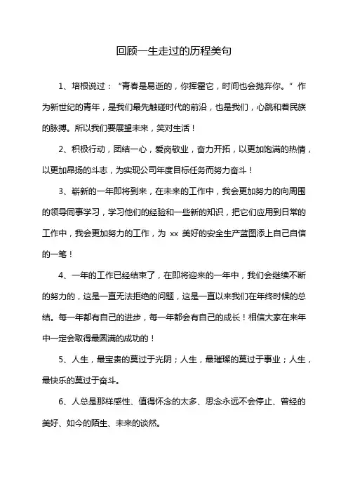 回顾一生走过的历程美句