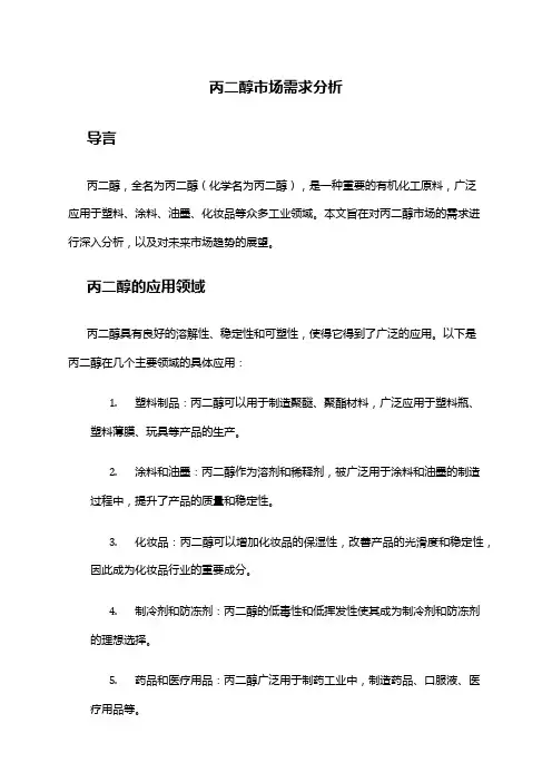 2024年丙二醇市场需求分析