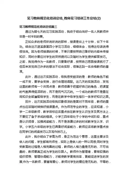见习教师规范化培训总结_教师见习培训工作总结（2）