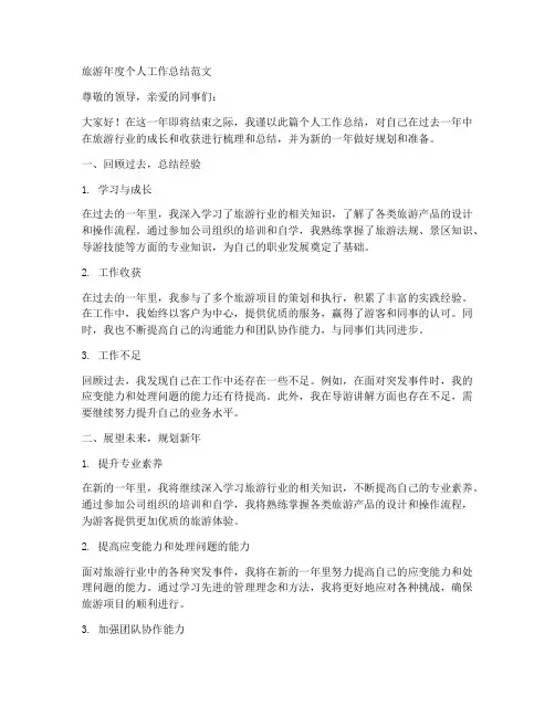 旅游年度个人工作总结范文
