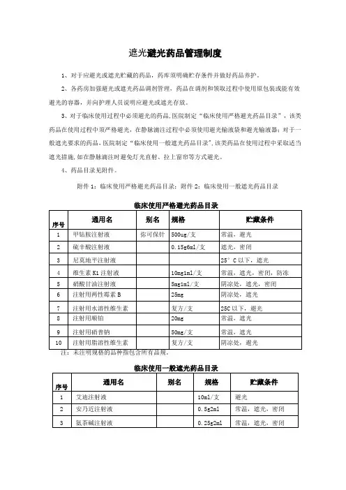 避光药品管理制度