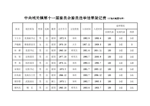 选举结果登记表