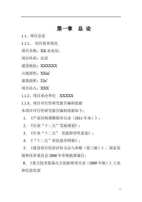 水电站可研报告范本