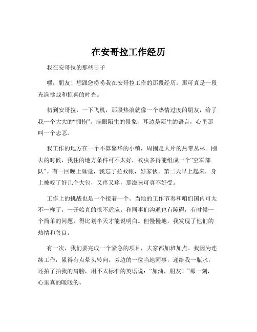在安哥拉工作经历