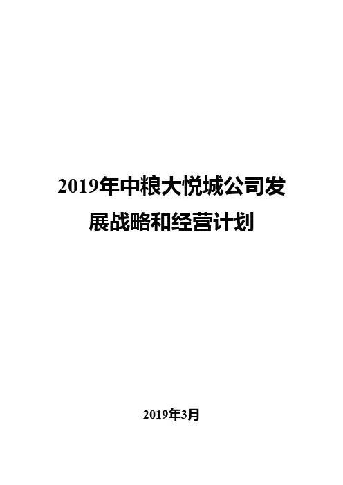 2019年中粮大悦城公司发展战略和经营计划