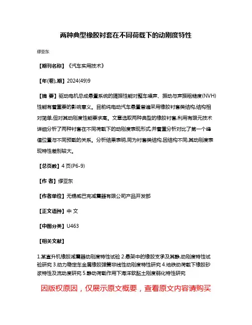 两种典型橡胶衬套在不同荷载下的动刚度特性