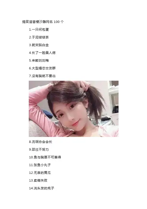 搞笑谐音梗沙雕网名100个