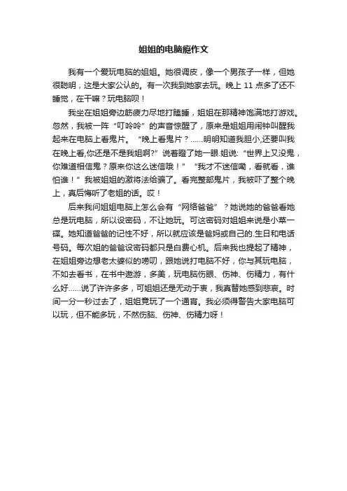 姐姐的电脑瘾作文