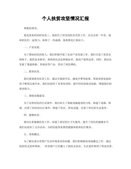 个人扶贫攻坚情况汇报