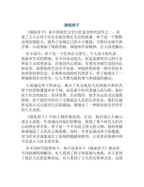 《骆驼祥子》读后感2000字范文