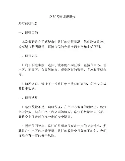 路灯考察调研报告
