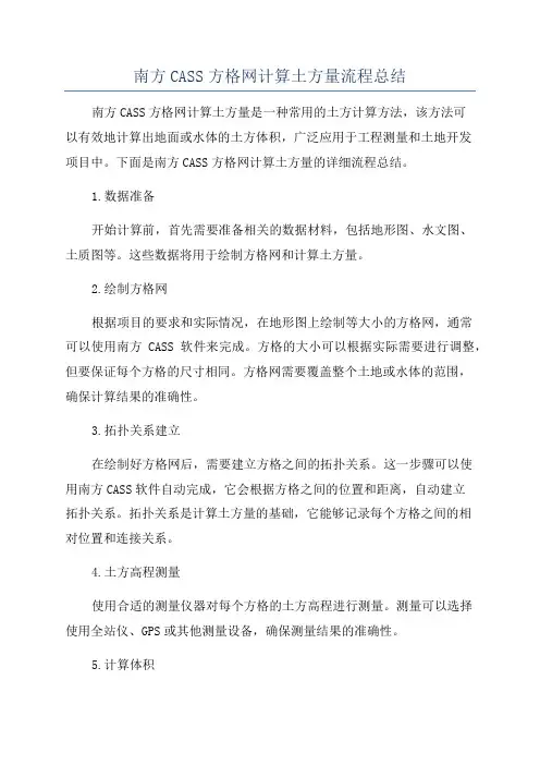 南方CASS方格网计算土方量流程总结
