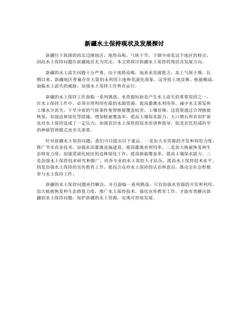 新疆水土保持现状及发展探讨