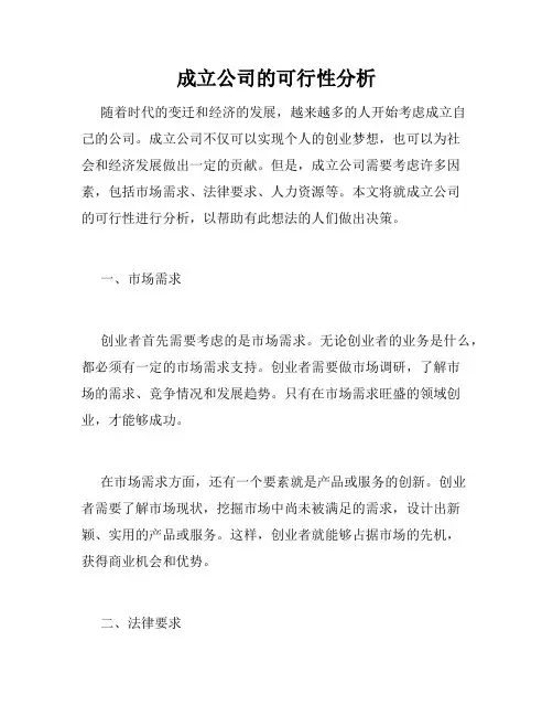 成立公司的可行性分析