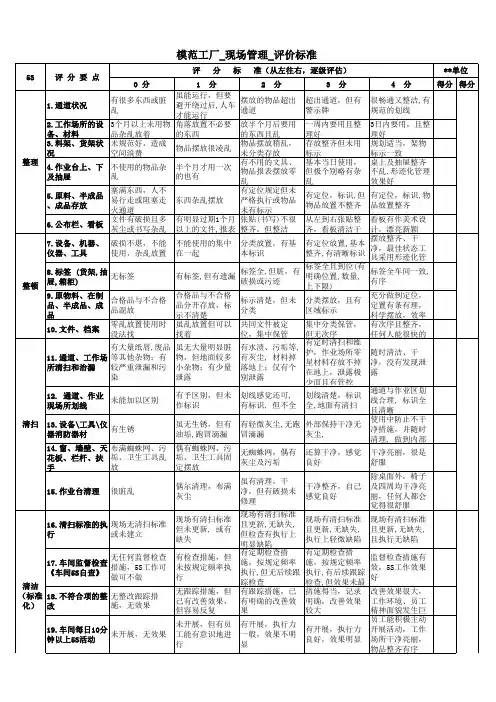 模范工厂_现场管理_评价标准