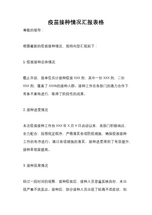 疫苗接种情况汇报表格