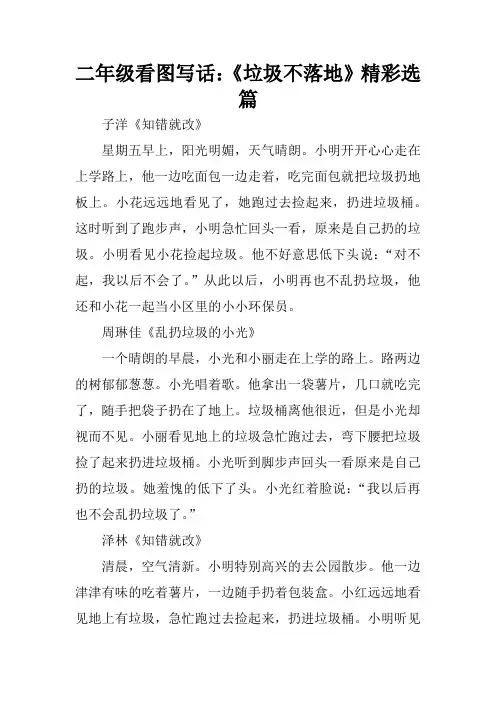 二年级看图写话：《垃圾不落地》精彩选篇