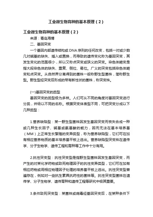 工业微生物育种的基本原理（2）