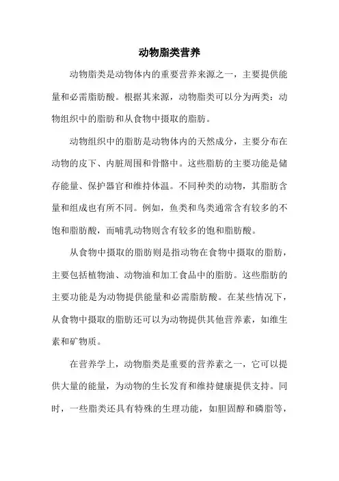 动物脂类营养