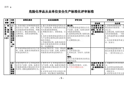 危险化学品从业单位安全生产标准化评审标准