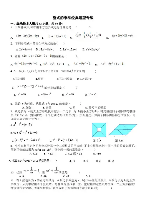 整式的乘法经典题型专练