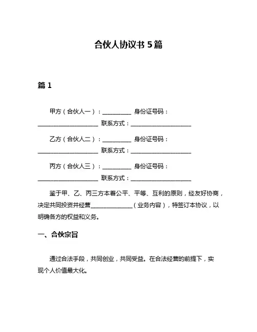 合伙人协议书5篇