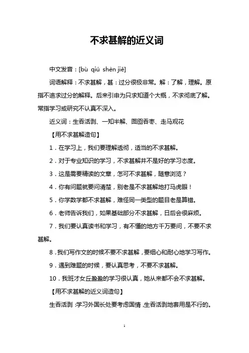 不求甚解的近义词