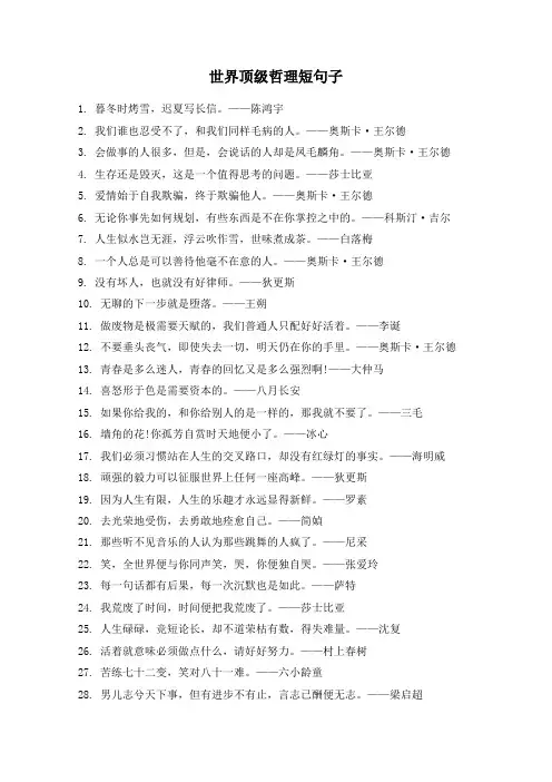 世界顶级哲理短句子