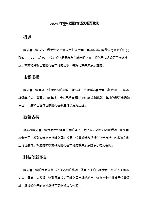 2024年孵化器市场发展现状